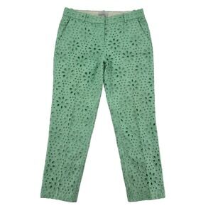 J. Crew Size 2 Cafe Capri Eyelet Cropped Mint Green  Clean Girl Designer Pants